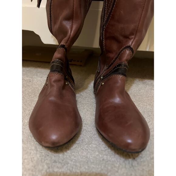 ZIGI Ziginy Brown & Black Knee High Leather Boots Women's Size 6 Indie Boho EUC - Picture 5 of 11